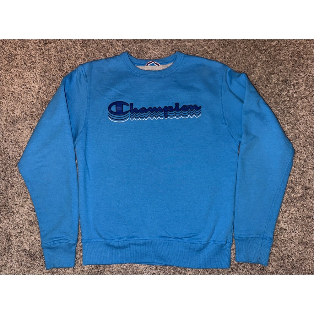 Champion Men's‎ Powerblend Logo Crewneck Blue Sweatshirt Size  Small